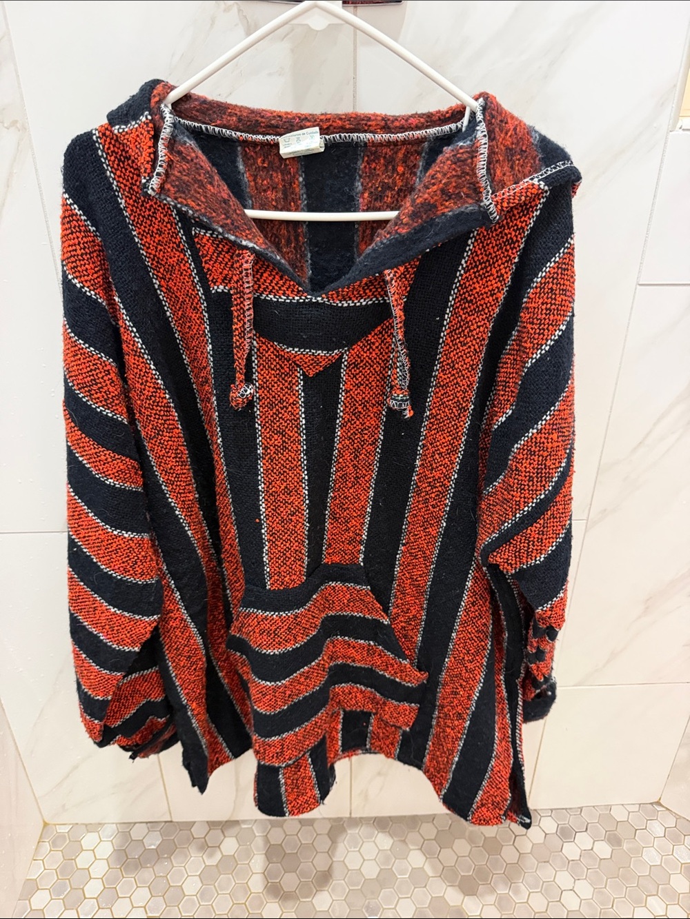 Knit Hoodie in Navy and Ornage